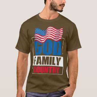 T-shirt Dieu Famille Pays Soldat Patriot US Mémoire du dra