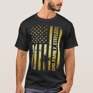 T-shirt Dieu Family Steeler Us Fête des pères Drapeau Papa