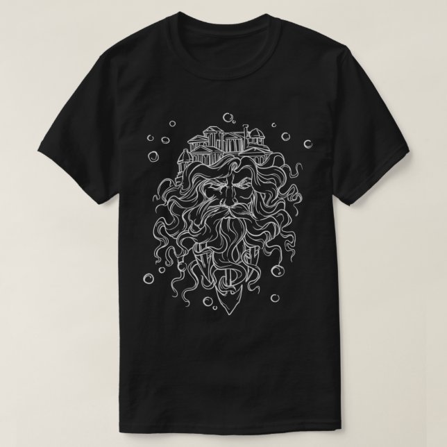 T-shirt Dieu Grec Poseidon Roi De La Mer Mythologie Grecqu (Design devant)