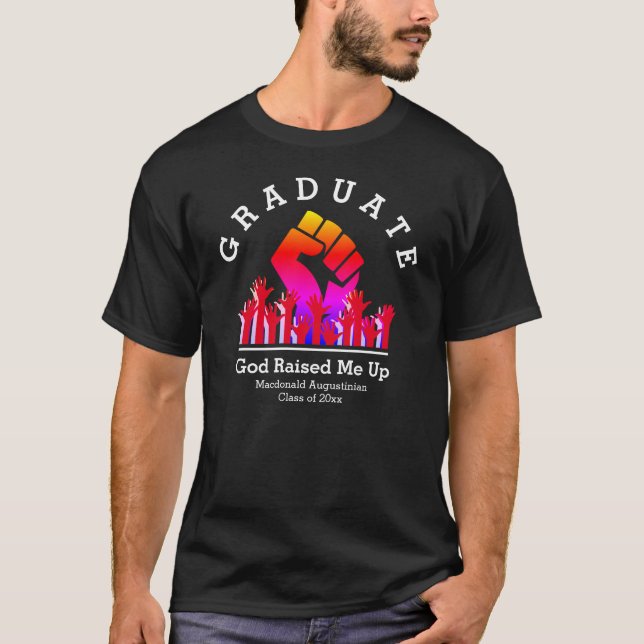 T-shirt DIEU M'A ÉLEVÉ Personnalisé Blue Graduate (Devant)