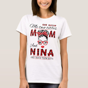 T-shirt Dieu m'a offert deux titres Maman et Nina Fête des