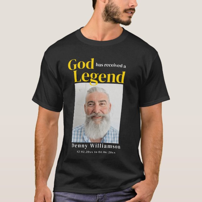 T-shirt Dieu moderne en or noir reçu légende funérailles T (Devant)