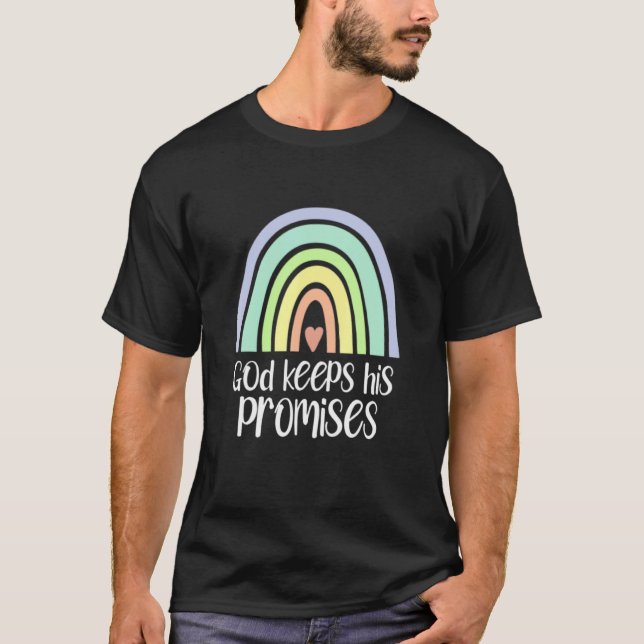 T-shirt Dieu tient ses promesses Rainbow Christian Redemer (Devant)