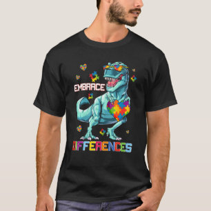 T-shirt Différence Embrasser Dinosaur Puzzle Autisme Conna