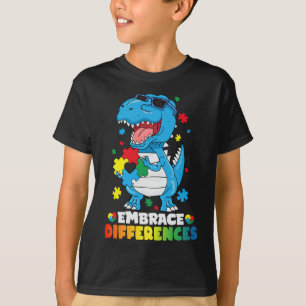 T-shirt Différences d'acceptation T Rex Dinosaur Autisme L