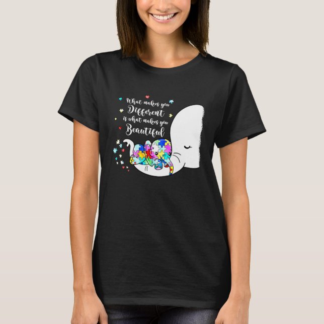 T-shirt Different Beautiful Autism Awareness Puzzle Piece  (Devant)
