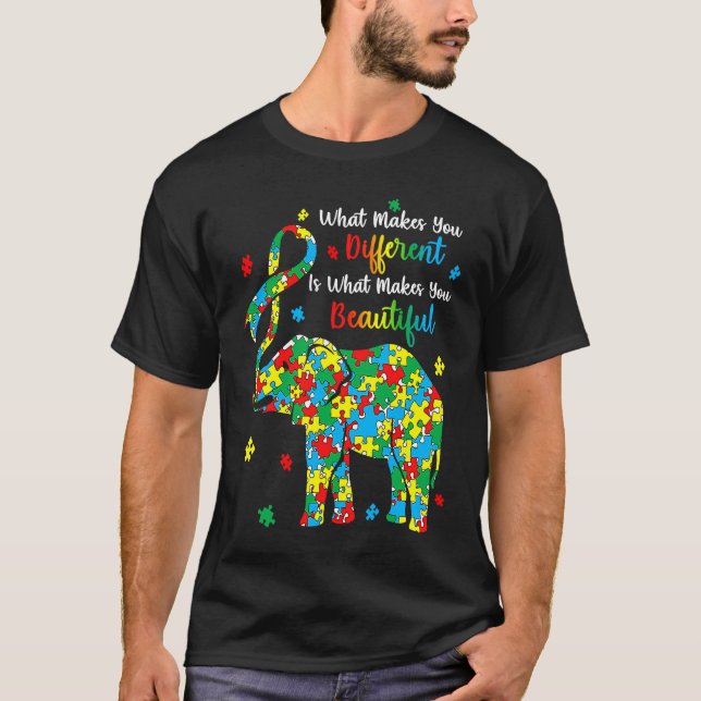 T-shirt Different Beautiful Autism Awareness Puzzle Piece  (Devant)