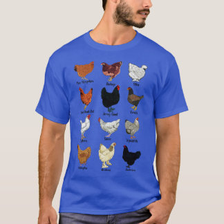 T-shirt Différentes races de poulets