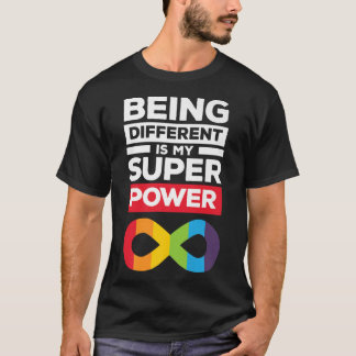 T-shirt Différents Neurodiversité Super Puissance Autisme 