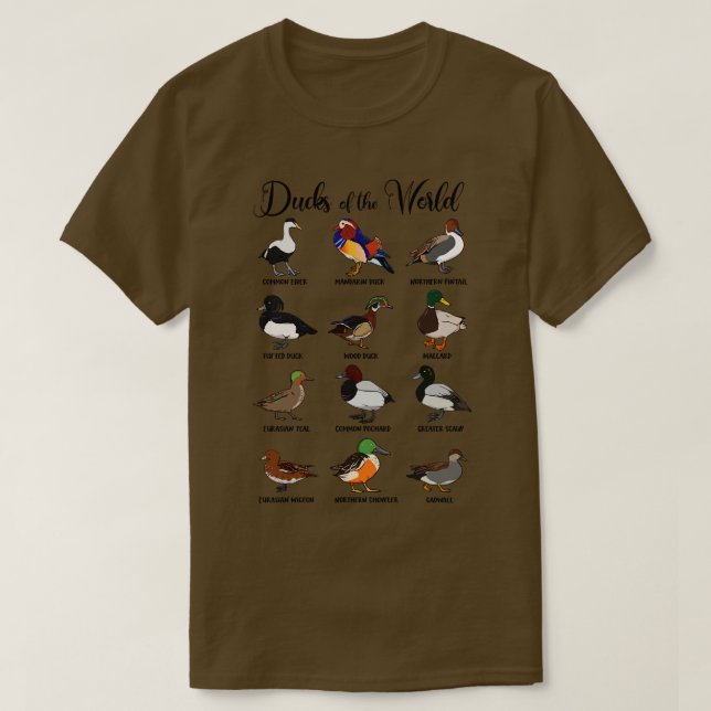 T-shirt Différents types de canards (Design devant)