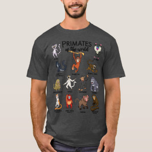 T-shirt Différents types de singes de primates