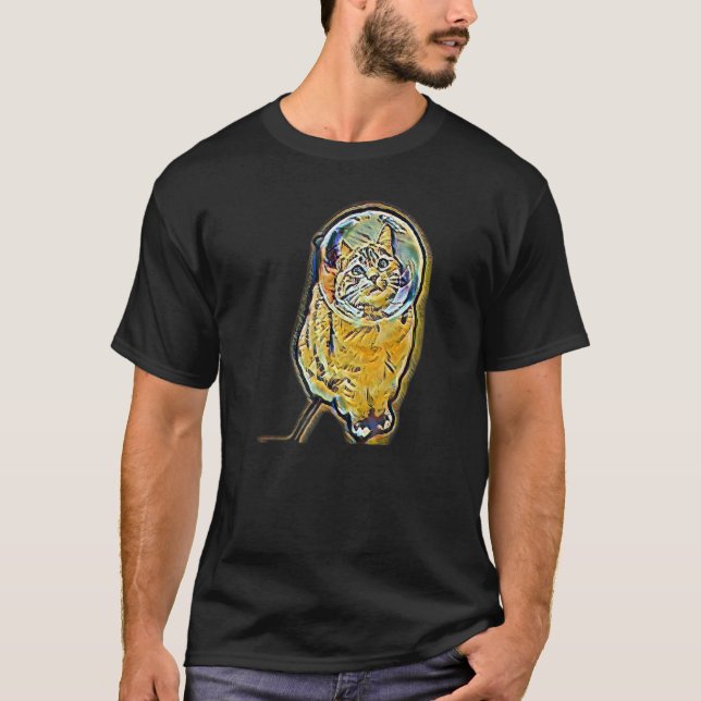 T-shirt Digital Abstract Painting Of A Cat 4 (Devant)