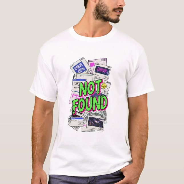 T-shirt Digital Error Pop-up Glitch Art Not Found (Devant)