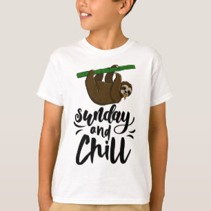 T-shirt Dimanche & Chill Funny Sleepy Head Lazy Sloth Loth