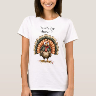 T-shirt Dinde bizarre et fantaisiste Qu'est-ce qu'on mange