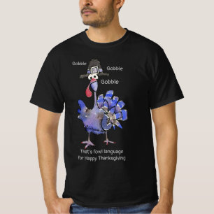 T-shirt Dinde bleue drôle T Shirt foncé Gobble
