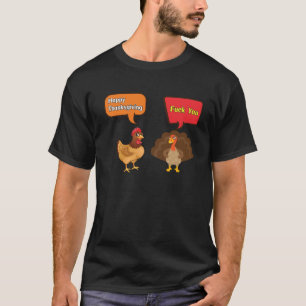 T-shirt Dinde contre poulet d'Action de grâce pour adultes