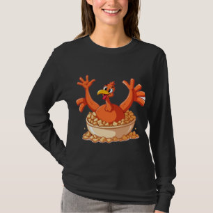 T-shirt Dinde de dessin animé drôle dans un bol Cute Thank