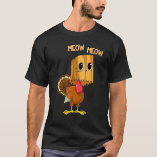T-shirt Dinde de Thanksgiving Faux Miaulement de Chat Cha