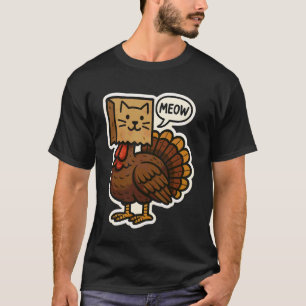 T-shirt Dinde déguisée en chat miaule drôle de Thanksgivin