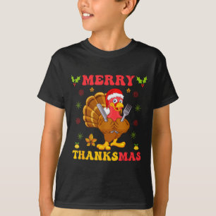 T-shirt Dinde drôle Santa Joyeux Thanksmas Noël Merci