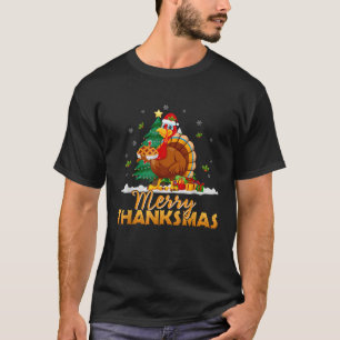 T-shirt Dinde drôle Santa Joyeux Thanksmas Noël Merci