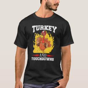 T-shirt Dinde Et Touchdowns Action De Grâce Football Améri