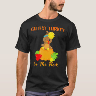 T-shirt Dinde la plus mignonne du troupeau Bonne fête de T