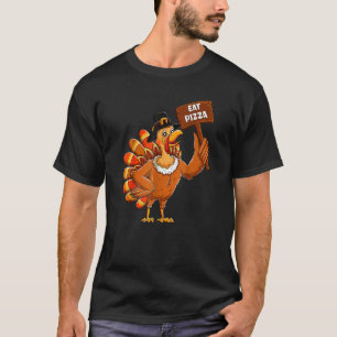 T-shirt Dinde Pèlerin Manger Pizza Adulte Végétalien Enfan