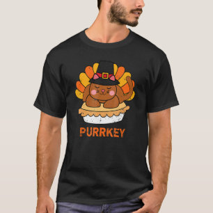 T-shirt Dinde Purrkey Chat Chats de Thanksgiving heureux
