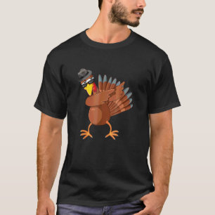 T-shirt Dindon Dabbing de Thanksgiving Garçons Enfants Hom