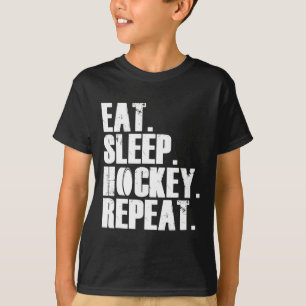T-shirt Dîner amusant Dormir Hockey Répéter Cadeaux Hommes