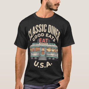 T-shirt Diner Classique Vintage Américain Rétro des Années