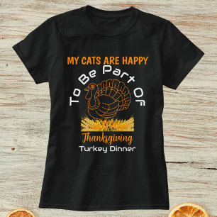 T-shirt Dîner de Thanksgiving Dinde Chats Personnalisés