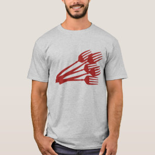 T-shirt dîner rouge de consommation dinant l'habillement