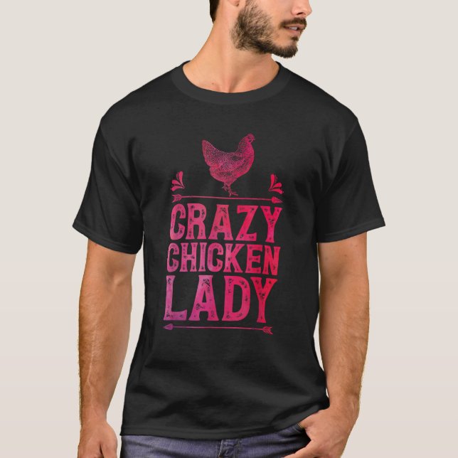 T-shirt Dingue poule dame Drôle Ferme Filles Femmes Volail (Devant)