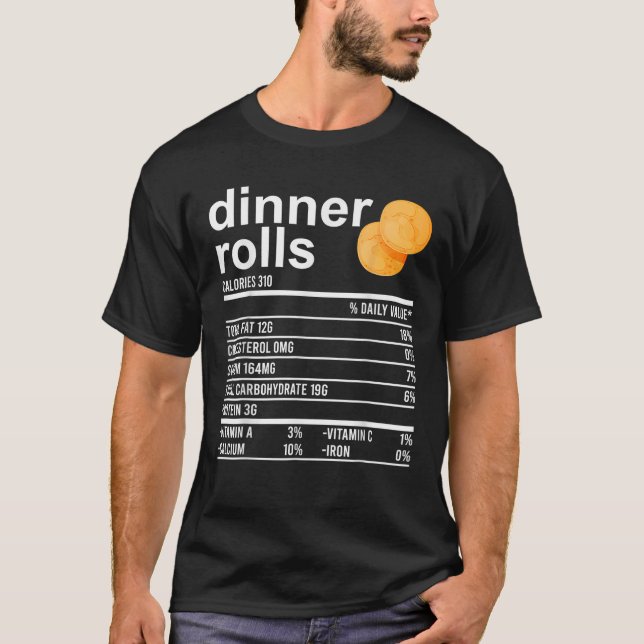 T-shirt Dinner Rolls Nutrition Facts Apparel Funny Thanksg (Devant)