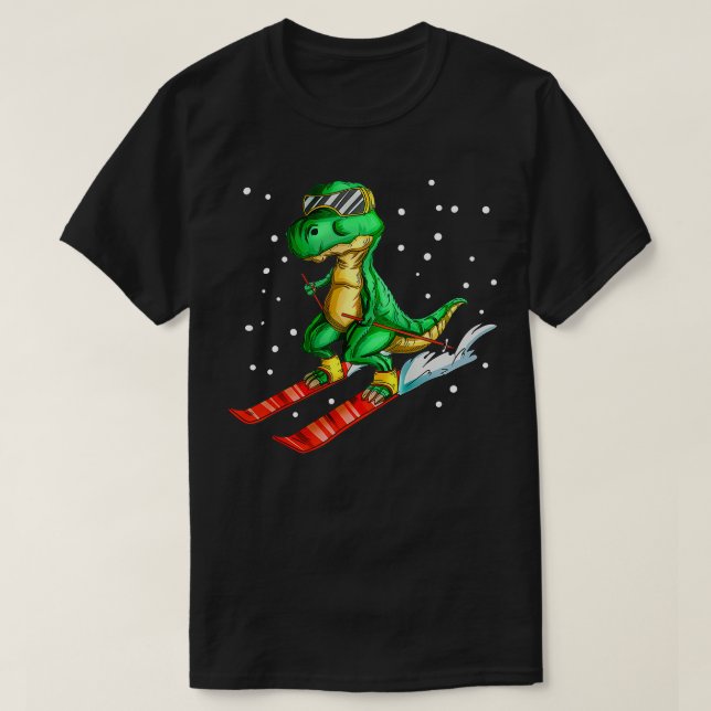 T-shirt Dino Avec Ski Goggles Skier Dinosaur Trex Ski (Design devant)