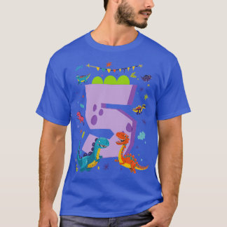 T-shirt Dino Dinosaures Enfants 5e anniversaire 5 ans