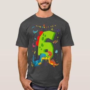T-shirt Dino Dinosaures Enfants 6e anniversaire 6 ans