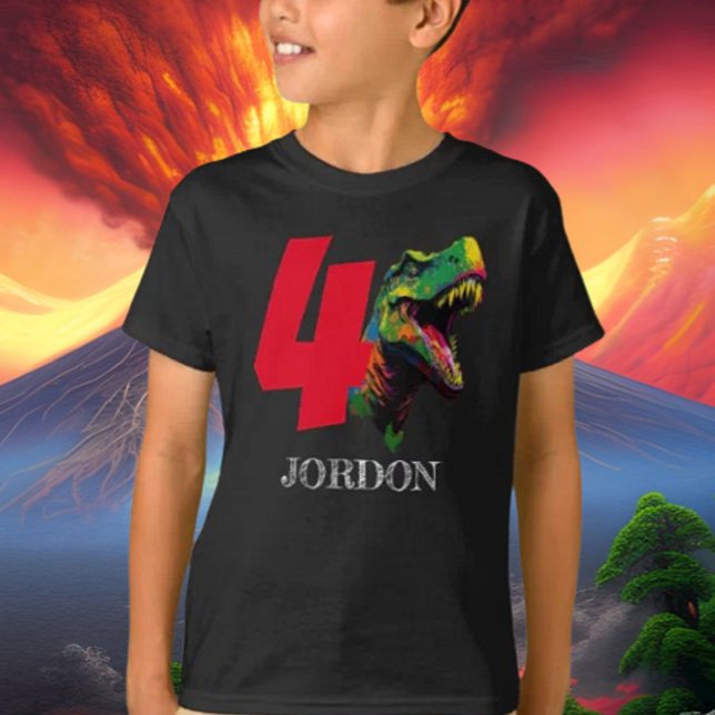 T-shirt Dino Happy 4e anniversaire ( Create a roaringly great event with our wide range of high quality Dinosaur party supplies. )