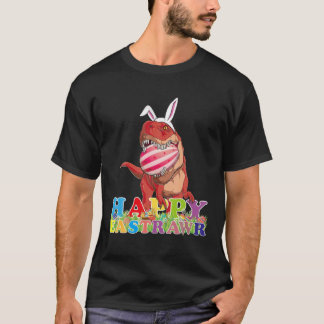 T-shirt Dino Happy Eastrawr T Rex Pâques Panier Oeufs Lapi
