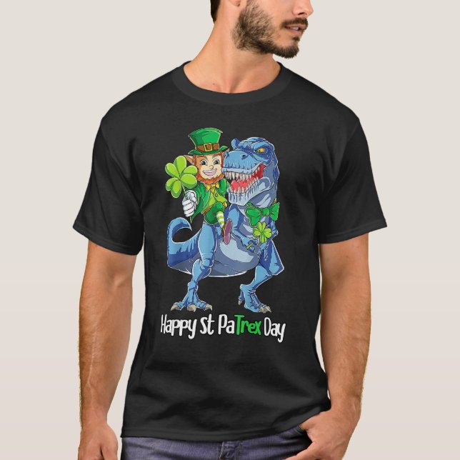 T-shirt Dino Happy St Patrex Day Shirt Kids Toddler Boys L (Devant)