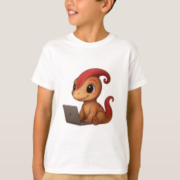 T-shirt Dino Kids Shirt – Dino Kammli am Laptop