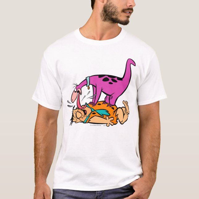 T-shirt Dino Licking Fred Flintstone (Devant)