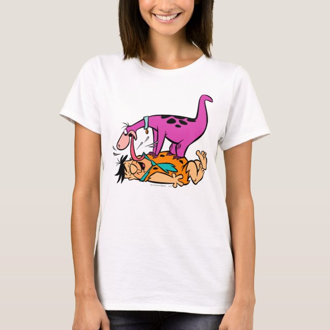 T-shirt Dino Licking Fred Flintstone (Devant)