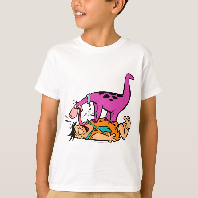 T-shirt Dino Licking Fred Flintstone (Devant)