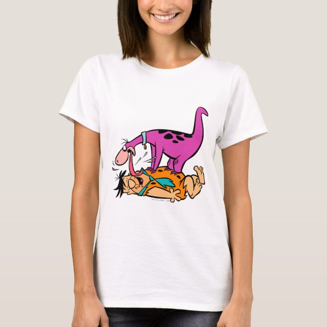 T-shirt Dino Licking Fred Flintstone (Devant)
