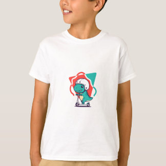 T-shirt Dino Mignon à Vélo Trottinette Enfants