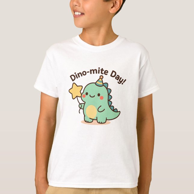 T-shirt Dino-mite Day – Cute Dinosaur Party Design (Devant)